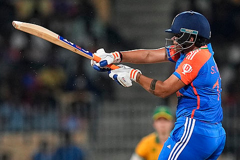 Shafali Verma plays a shot 